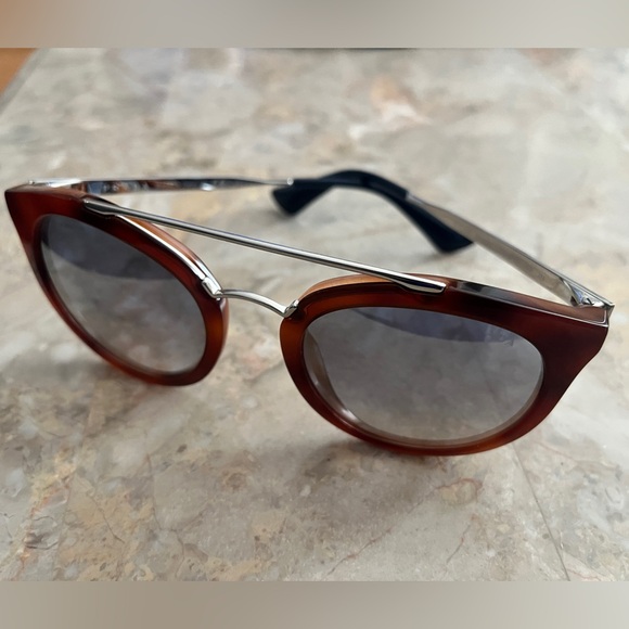 Authentic PRADA Sunglasses SPR 23S USG-5L2 Brown Frame / Mirrored Lens. Unisex. - Picture 4 of 7